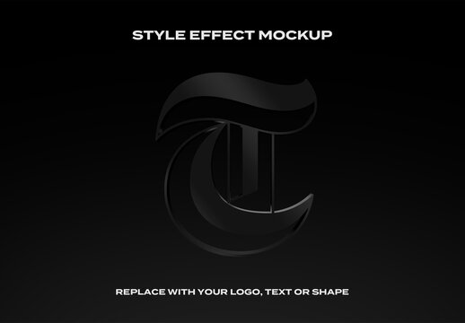 Text Logo Style Effect Gold Chrome Glass Mockup 3D Metal Template