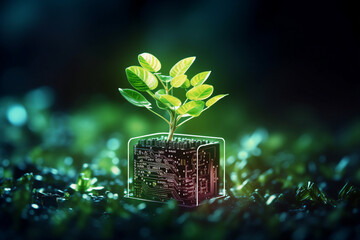 Picture generative AI concept saving of ecology technology science for the development of sustainability