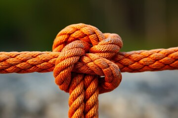 Clove hitch knot on orange rope, used outdoors. Generative AI