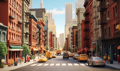 Fototapeta na wymiar miniature city streets and buildings, ai generative