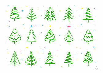 Set symbols Christmas tree and stars