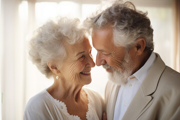 Amazing aged senior couple portrait two lovers spending time together Generative AI