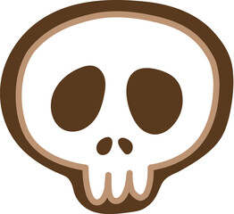Editable halloween spooky, cute and fun skull icing cookie vector illustration. material for background with editable strokes