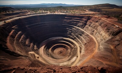 giant mining crater, ai generative - obrazy, fototapety, plakaty
