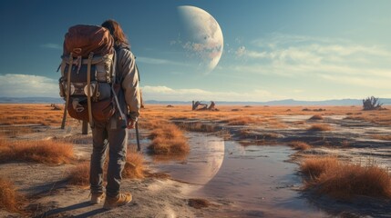 Traveler with backpack.