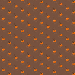 Seamless pattern with orange pumpkin on brown background for wrapping, autumn, fall, packaging, wallpapers, fabrics, textile