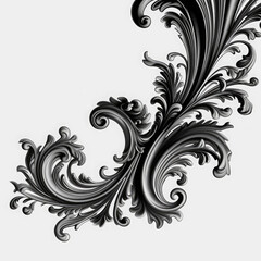 Black elaborate filigree corner borders on white Background, AI Generated