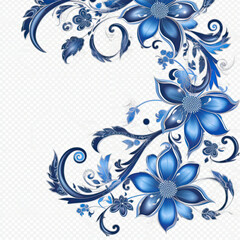 Blue elaborate filigree corner borders on white Background, AI Generated