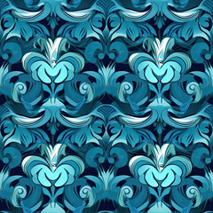 Blue royalty seamless pattern backgroud, AI Generated