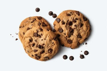 Image of chocolate chip cookies on a transparent background. Generative AI