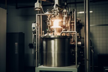 Reactor for high-pressure high-temperature reactions in a factory, optimizing catalyst-based processes. Generative AI