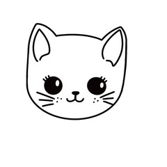 Cute cat face, illustration 
