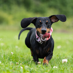 dog in grass running