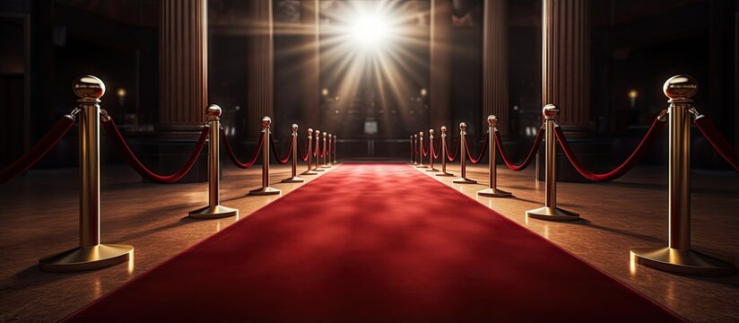 Celebrity greeted with red velvet carpet