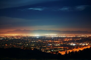 Cityscape at night in Costa Mesa, California. Generative AI