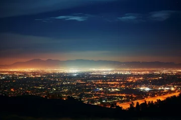 Fotobehang Cityscape at night in Costa Mesa, California. Generative AI © Lysander