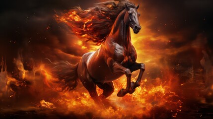 Obraz na płótnie Canvas horse in fire