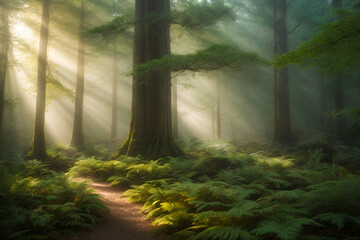 Mystical Morning in the Primeval Forest
