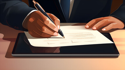 Signing a digital document with a digital pen.