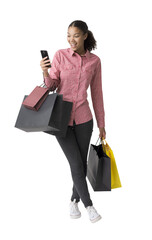 Happy woman doing shopping on Black Friday