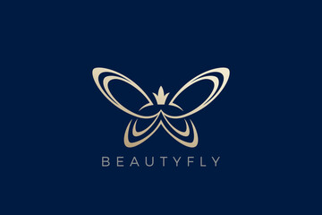 Butterfly Logo Elegant Beauty Fashion Luxury Jewelry Design Vector template. Cosmetics Brand Logotype concept icon.