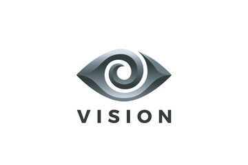 Eye Logo Vision Abstract Design vector template 3D style. Ophtalmology Clinic Optical Media Video Logotype concept icon.