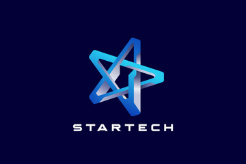 Star Logo Abstract Hi-Tech Technology style vector design template.
