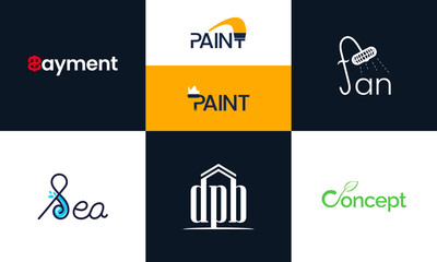 Letter mark logo design. Modern, Monogram, Wordmark, Creative and Business branding logo. Payment, paint, fan, sea, concept