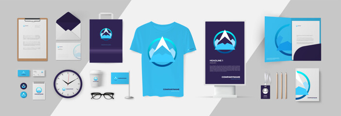 Blue branding with circle logo for tech company