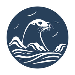 Hawaiian monk seal - Circled Logo - obrazy, fototapety, plakaty