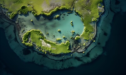 Obraz premium beautiful island view from above, ai generative