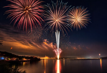 fireworks in the sky at night for celebration