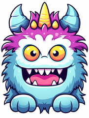 Fototapeta premium cartoon blue monster funny print design