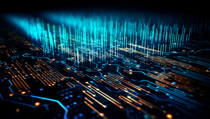 Electronic digital background with coding in the surface