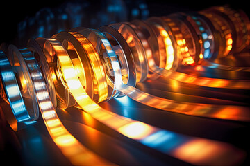 Timeless charm of cinema with filmstrips in a bright and timeless atmosphere