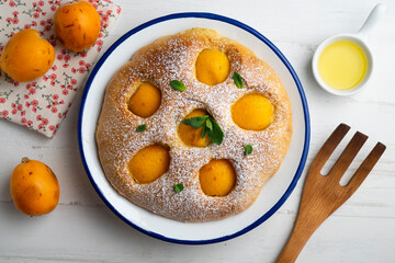 Traditional apricot tart from the Balearic Islands in Spain.