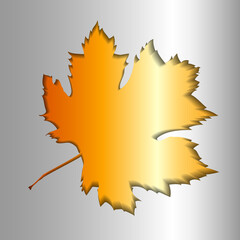 Autumn logo on a silver background, orange leaf in paper cut style. The concept of green ecology, autumn logo, maple leaf, clean ecology, eco friendly, orange autumn maple
