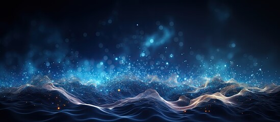 Fototapeta na wymiar Stunning picture with glowing particles Musical wave Presentation backdrop image