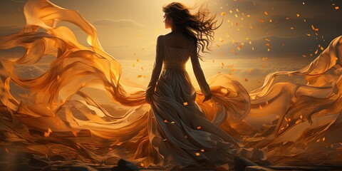 Fliegendes Laub im Wind