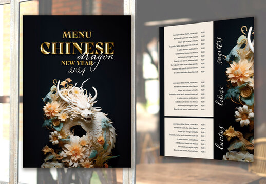 Menu Chinese New Year Dragon 2024, Generated by Ai