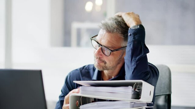 Workaholic Accountant Businessman With Headache