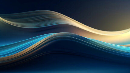 Obraz premium Blue and yellow dynamic wave futuristic technology abstract background.