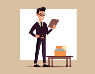 Flat Teacher vector character for Teachers day manually created