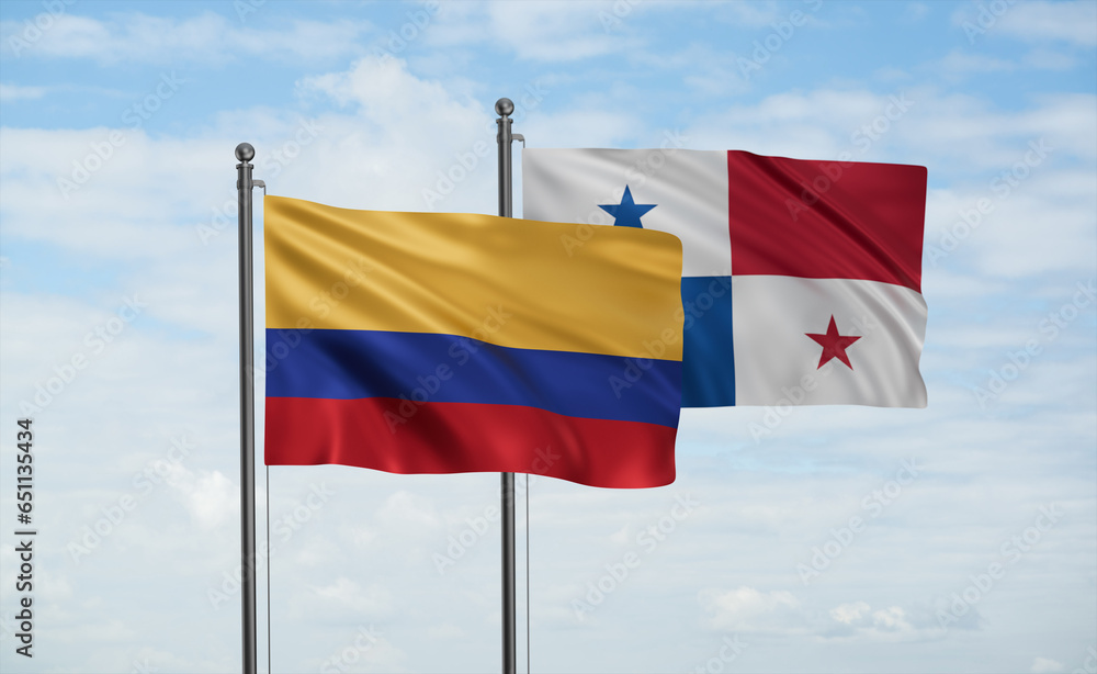 Wall mural Panama and Colombia flag