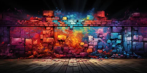 Tuinposter Graffiti brick wall © Coosh448