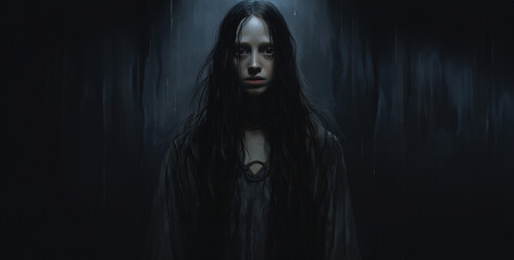 Fototapeta na wymiar vampire in the night, woman evil in dark night, evil girl dangerous, horror girl in night hd wallpaper