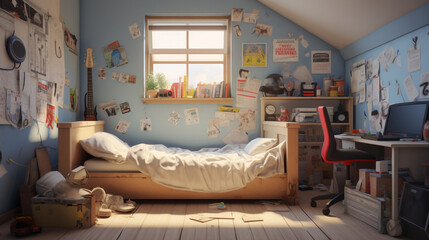 interior detail of a teenage boy's room