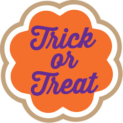 Editable halloween happy, cute and fun 'Trick or Treat' icing cookie vector illustration. material for background with editable strokes