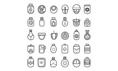 Hygiene web icon set in the line style.