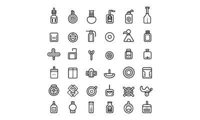 Hygiene web icon set in the line style.